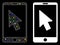 Glowing Mesh Network Mobile Arrow Pointer Icon with Light Spots