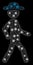 Glowing Mesh Wire Frame Walking Gentleman with Flash Spots