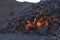 Glowing molten volcanic rock of Eyjafjallajokull Fimmvorduhals Iceland