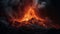 Glowing mountain landscape, heat from erupting volcano generated by AI