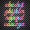 Glowing Multi Colors Neon Lowercase Script Font