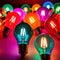 Glowing multicolored lightbulbs indicating diversity and creative ideas