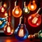 Glowing multicolored lightbulbs indicating diversity and creative ideas