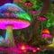 Glowing mushrooms, fantasy style. AI generated