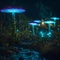Glowing mushrooms in the forest - ai generated image