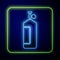 Glowing neon Aqualung icon isolated on blue background. Oxygen tank for diver. Diving equipment. Extreme sport. Diving