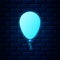 Glowing neon Balloon with ribbon icon isolated on brick wall background. Vector