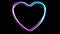 Glowing neon blue purple hearts video animation