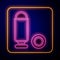 Glowing neon Bullet icon isolated on black background. Vector