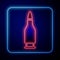 Glowing neon Bullet icon isolated on blue background. Vector