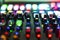 Glowing Neon Buttons On Broadcasting Control Desk