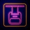 Glowing neon Cable car icon isolated on black background. Funicular sign. Vector