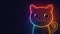 A glowing neon cat profile against a dark background, with a warm outline.