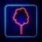 Glowing neon Cotton candy icon isolated on blue background. Vector Illustration