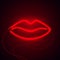 Glowing Neon effect sign. Lips of a girl. night club or bar concept. on dark background. editable vector.