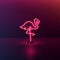 Glowing Neon effect sign with Pink Flamingo. night club or bar concept. on dark background. editable vector