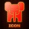 Glowing neon Elephant icon isolated on brick wall background. Vector