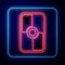 Glowing neon Greek shield with greek ornament icon isolated on black background. Vector