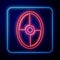 Glowing neon Greek shield with greek ornament icon isolated on black background. Vector
