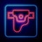 Glowing neon Gun in holster, firearms icon isolated on blue background. Vector