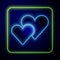 Glowing neon Heart icon isolated on blue background. Romantic symbol linked, join, passion and wedding. Valentine day