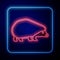 Glowing neon Hedgehog icon isolated on blue background. Animal symbol. Vector
