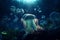 Glowing Neon Jellyfish in Mesmerizing Underwater World