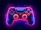 Glowing neon light around a modern gamepad