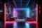 Glowing neon lights create an entrancing atmosphere in a 3D rendered dark room