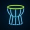 Glowing neon line African darbuka drum icon isolated on black background. Musical instrument. Colorful outline concept