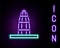 Glowing neon line Agbar tower icon isolated on black background. Barcelona, Spain. Colorful outline concept. Vector