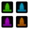 Glowing neon line Agbar tower icon isolated on white background. Barcelona, Spain. Black square button. Vector