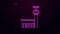 Glowing neon line Airport control tower icon isolated on purple background. 4K Video motion graphic animation