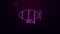 Glowing neon line Airship icon isolated on purple background. 4K Video motion graphic animation