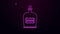 Glowing neon line Alcohol drink Rum bottle icon isolated on purple background. 4K Video motion graphic animation