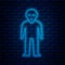 Glowing neon line Alien icon isolated on brick wall background. Extraterrestrial alien face or head symbol. Vector