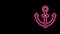 Glowing neon line Anchor icon isolated on black background. 4K Video motion graphic animation