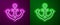 Glowing neon line Anchor icon isolated on purple and green background. Vector