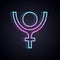 Glowing neon line Ancient astrological symbol of Pluto icon isolated on black background. Astrology planet. Zodiac and