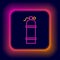 Glowing neon line Aqualung icon isolated on black background. Oxygen tank for diver. Diving equipment. Extreme sport