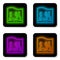 Glowing neon line Aquarium icon isolated on white background. Aquarium for home and pets. Black square button. Vector