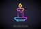 Glowing neon line Aroma candle icon isolated on black background. Vector