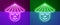 Glowing neon line Asian or Chinese conical straw hat icon isolated on purple and green background. Chinese man. Vector