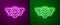 Glowing neon line Aviation emblem icon isolated on purple and green background. Military and civil aviation icons