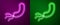 Glowing neon line Bacteria icon isolated on purple and green background. Bacteria and germs, microorganism disease