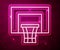Glowing neon line Basketball backboard icon isolated on red background. Vector