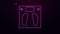 Glowing neon line Bathroom scales icon isolated on purple background. Weight measure Equipment. Weight Scale fitness
