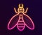 Glowing neon line Bee icon isolated on black background. Sweet natural food. Honeybee or apis with wings symbol. Flying insect.