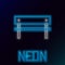 Glowing neon line Bench icon isolated on black background. Colorful outline concept. Vector