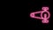 Glowing neon line Bicycle chain with cogwheels icon isolated on black background. Bike chain sprocket transmission. 4K